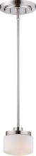 Nuvo 60/5026 - 1-Light Mini Pendant Light in Polished Nickel Finish with Etched Opal Glass