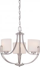 Nuvo 60/5298 - 3-Light Chandelier in Brushed Nickel with Etched Opal Glass