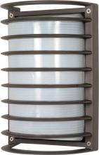 Nuvo 60/577 - 1-Light Die-Cast Rectangular Caged Bulkhead Light in Architectural Bronze Finish with Glass Lens and