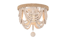 Elegant LD306F12WH - Jolie 12 inch Beaded Flush mount in Antique White